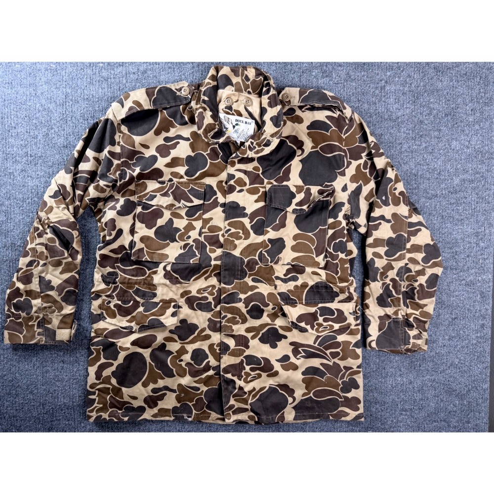 Vintage Duck Bay Camo Hunting Jacket Mens Large Brown Duck Camo Workwear Korea